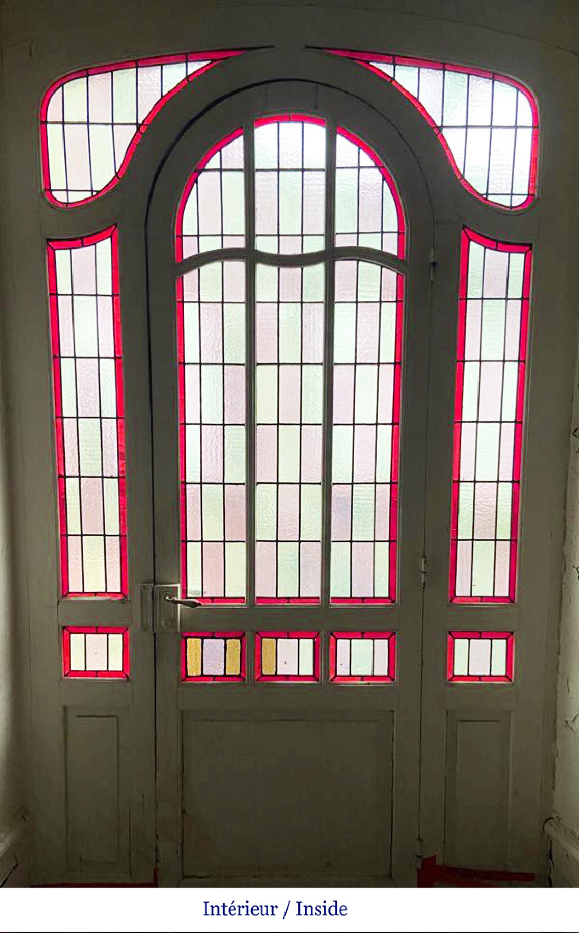 Napoleon III Entrance door and its stained glass surround For Sale