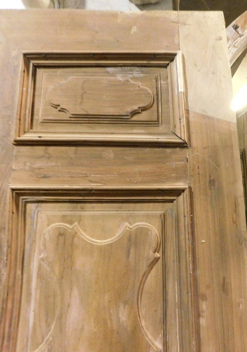 Walnut Entrance door  two wings carved in walnut, '700 Italy For Sale