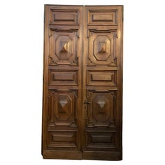 Entrance Double Door Walnut, Carved Back in Lacquered Poplar, 
800 Italy