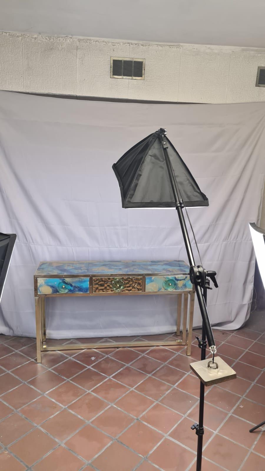ENTRANCE OR VANITY console with hand-painted Glass JUSTFURNITURESS DESIGN For Sale 3