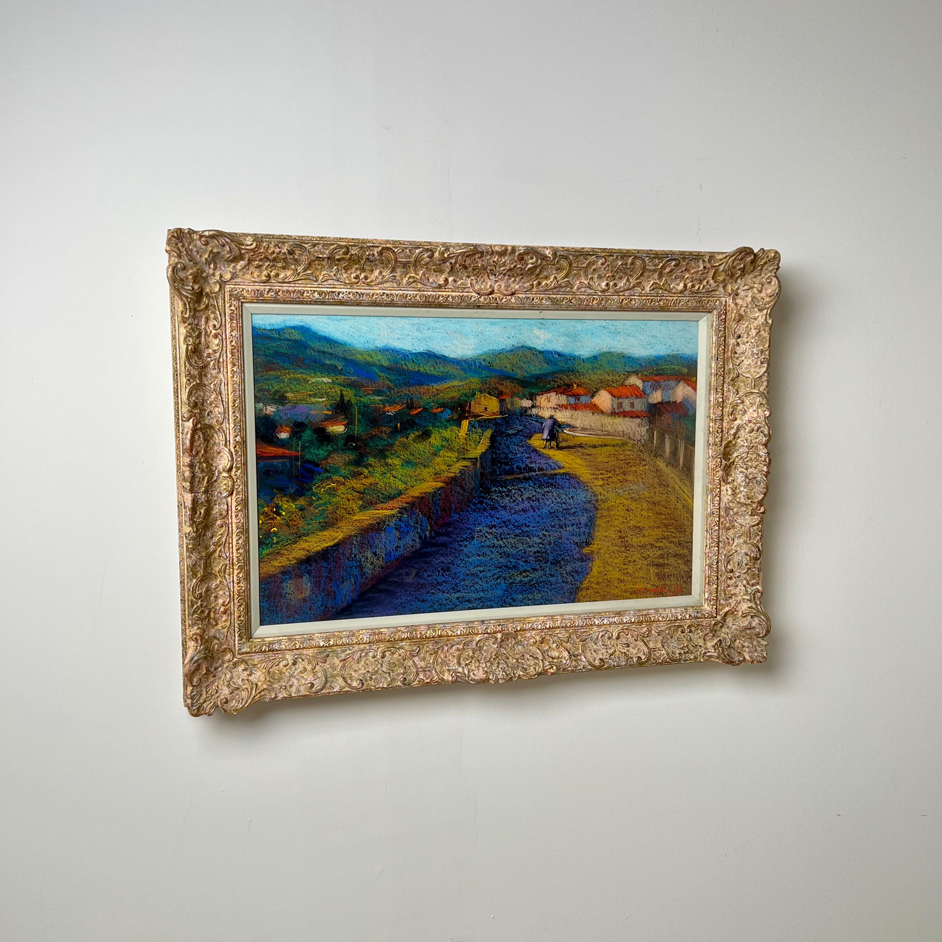 Ingresso a Ceret' Un pastello di John Mackie (scozzese, nato nel 1953) in vendita 3