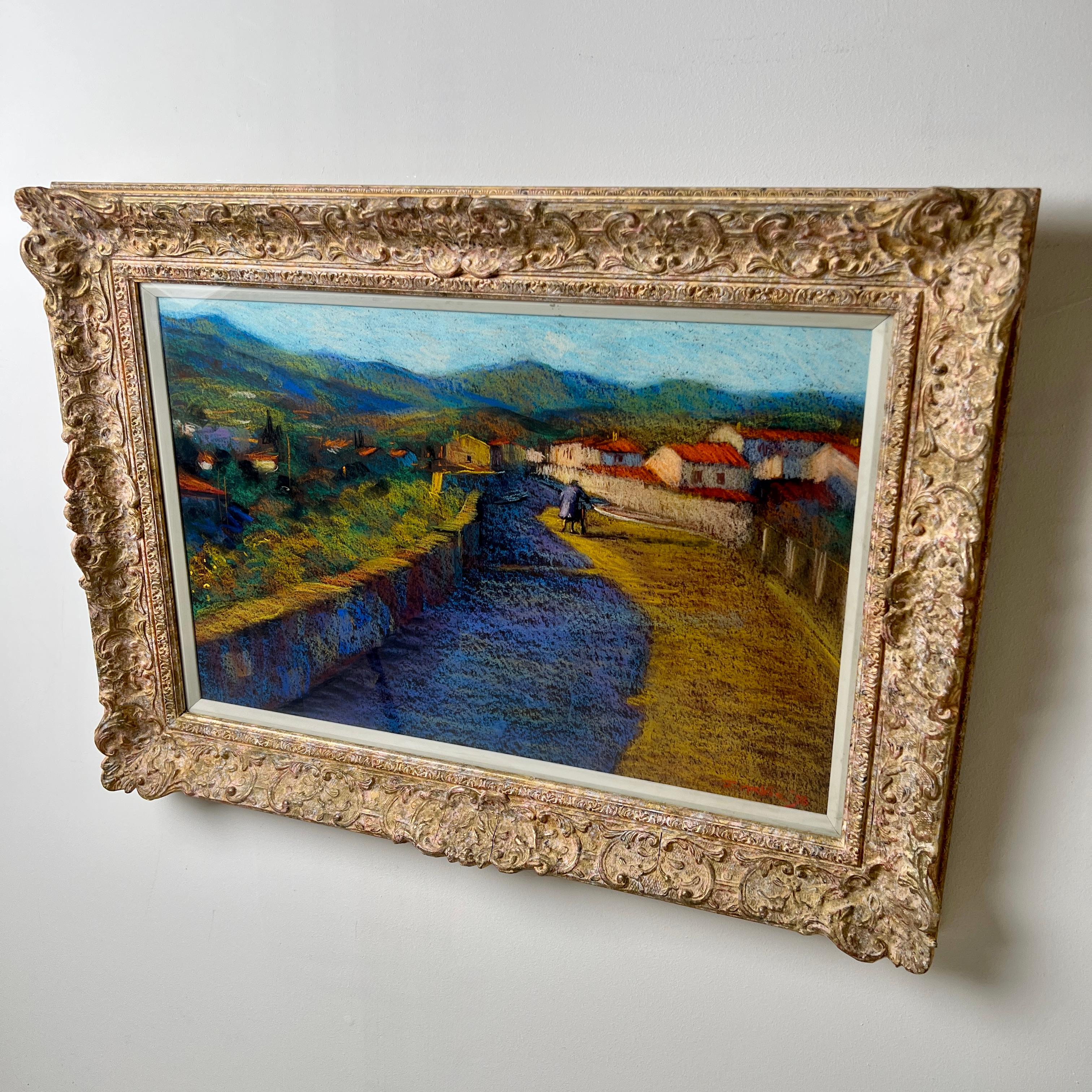 Ingresso a Ceret' Un pastello di John Mackie (scozzese, nato nel 1953) In condizioni ottime in vendita a London, GB