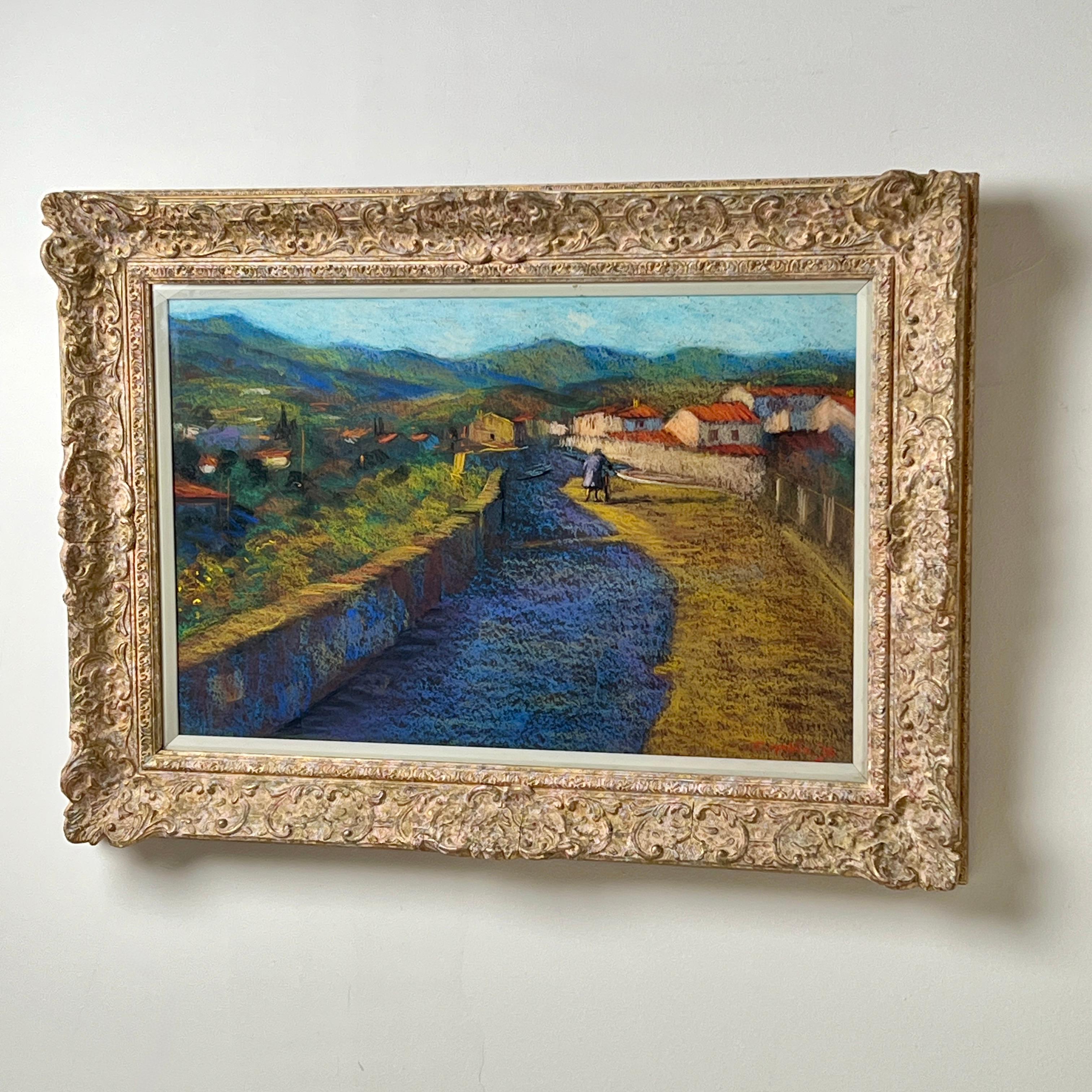 Ingresso a Ceret' Un pastello di John Mackie (scozzese, nato nel 1953) in vendita 1