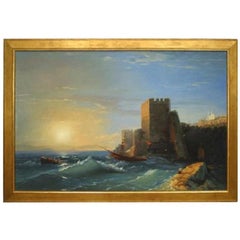 Hand-Painted Art Deco: Entrance to the Bosphorus Seascape