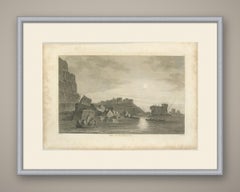 Entrance to the Mole and Island of Tortosa, Antique Engraving, 1797