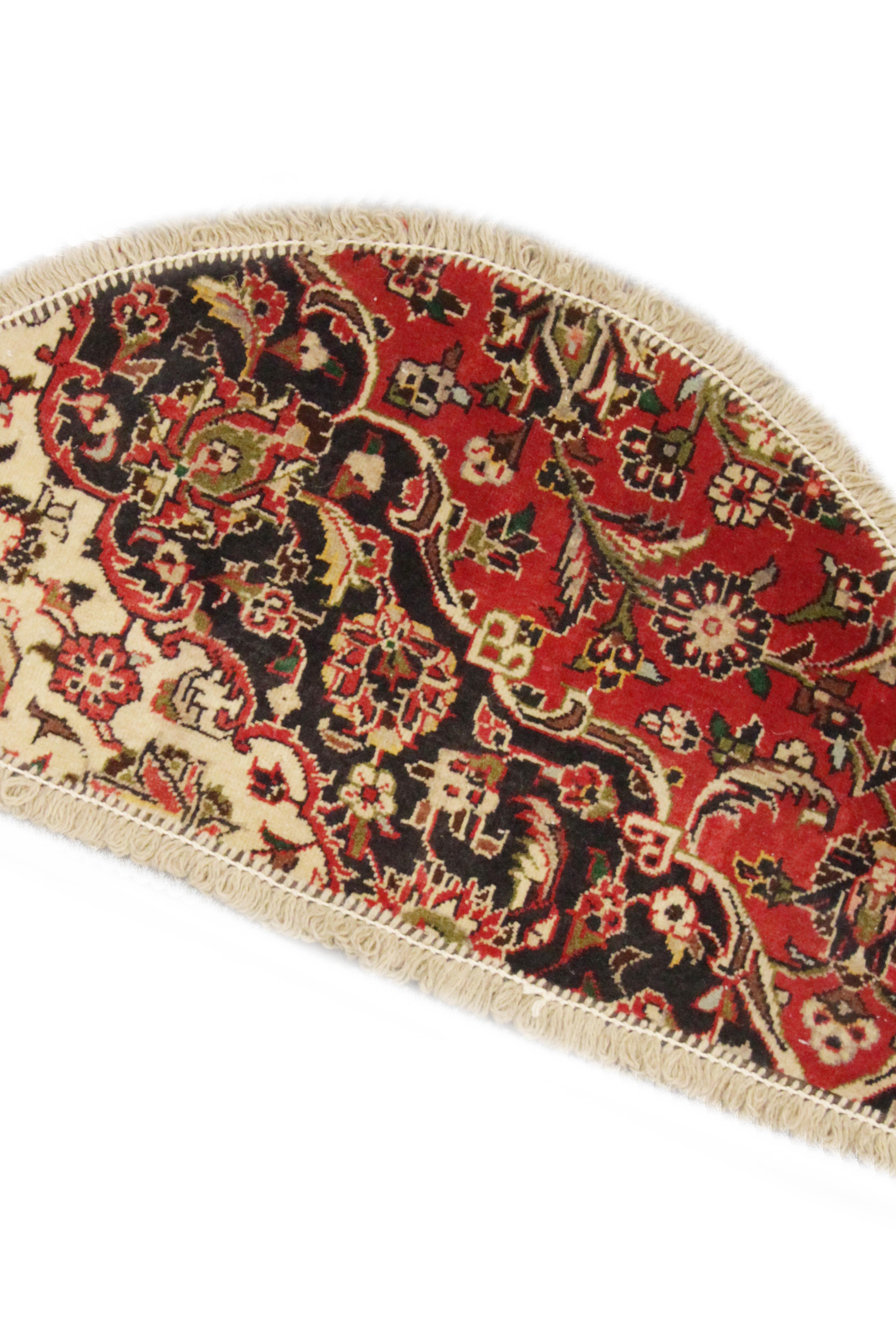 Victorian Entrance Way Handmade Carpet Mat, Semicircle Dust Barrier Oriental Rug for Sale