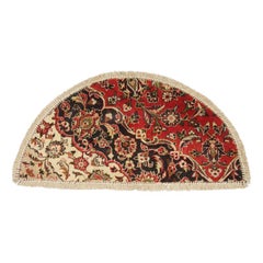 Vintage Entrance Way Handmade Carpet Mat, Semicircle Dust Barrier Oriental Rug for Sale