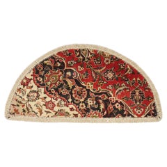 Vintage Entrance Way Handmade Carpet Mat, Semicircle Dust Barrier Oriental Rug for Sale