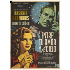 Vintage Entre tu amor y el cielo 1950 Mexican B1 Film Poster