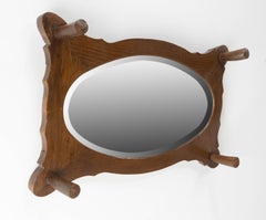 Entry Coat Rack Porte Manteau Oval Beveled Mirror French, Early 20th Century