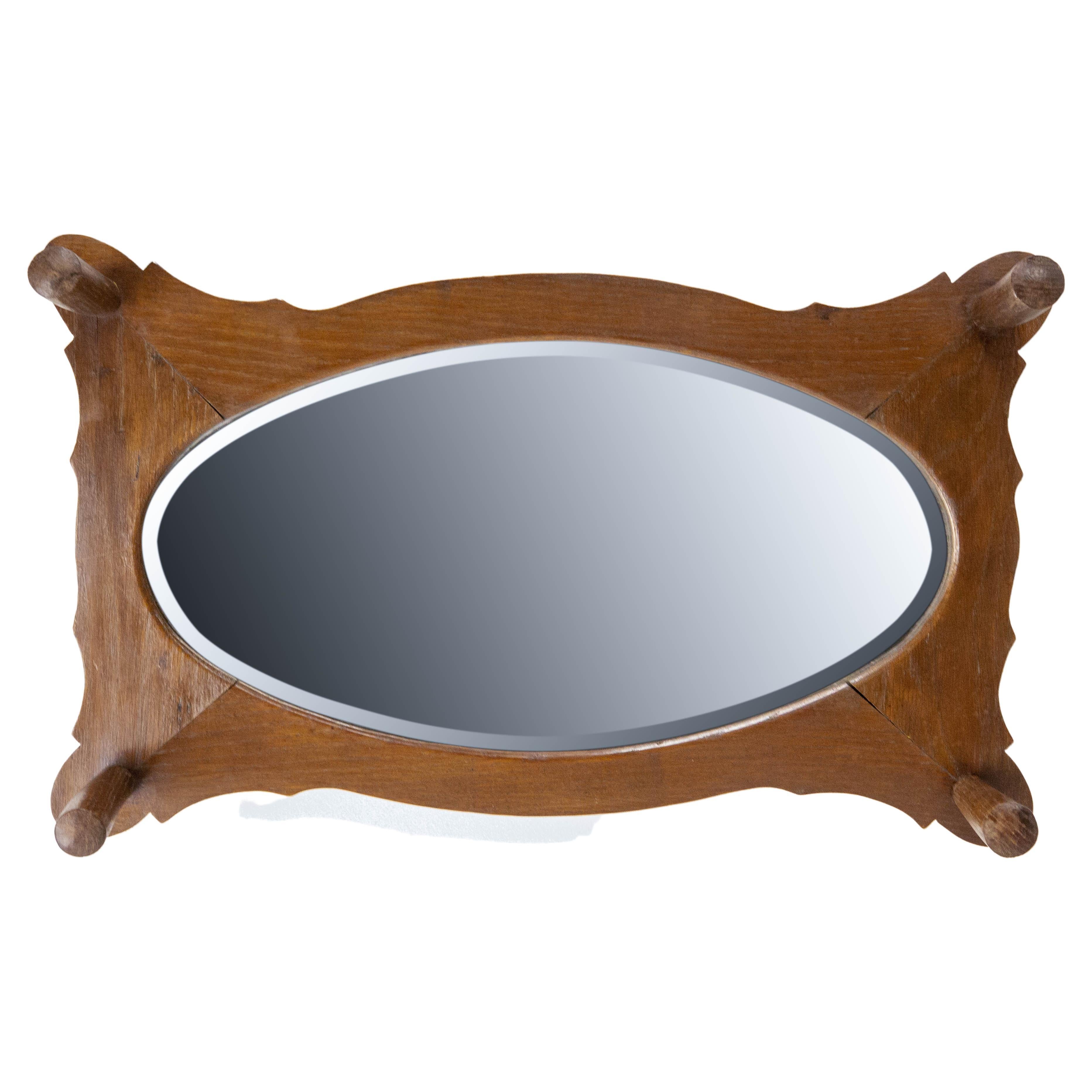 Entry Coat Rack Porte Manteau Oval Beveled Mirror French, Early 20th Century For Sale