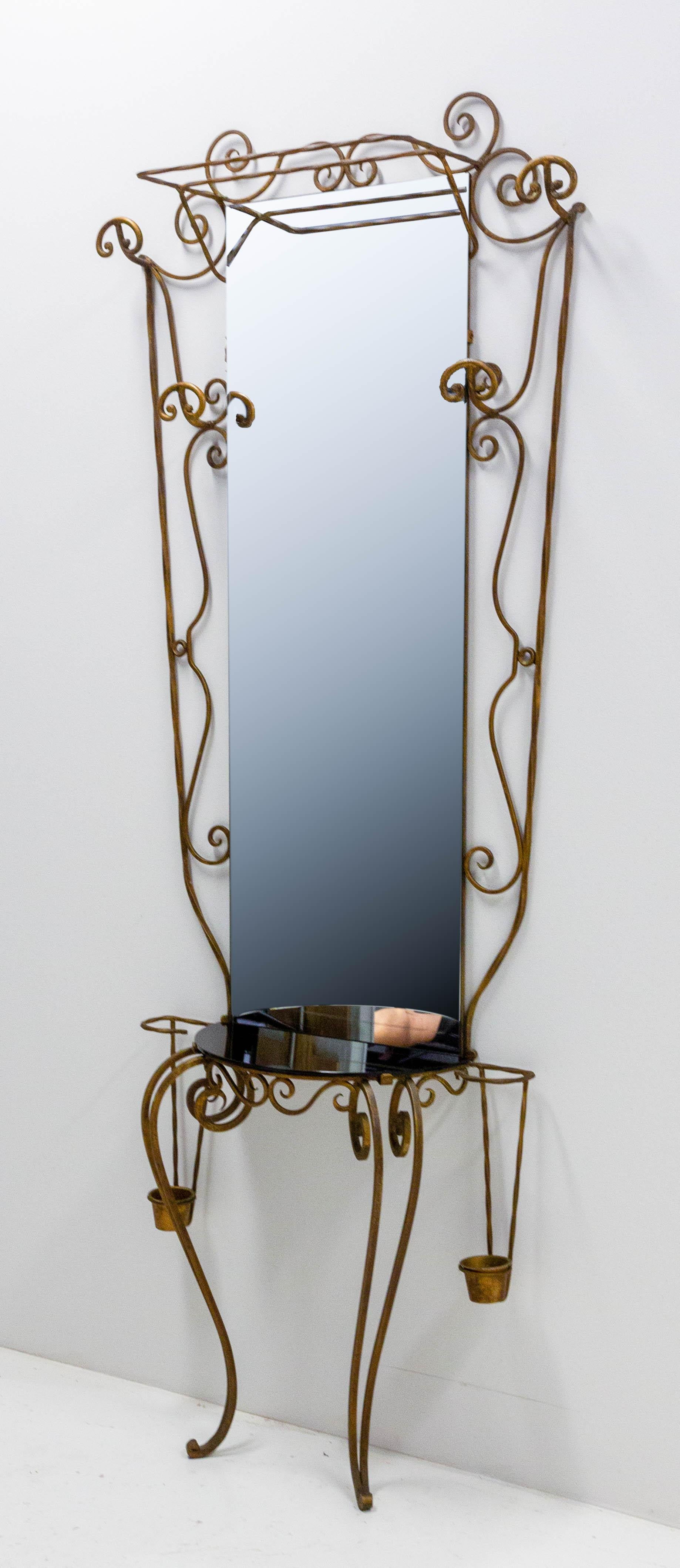 porte manteau en fer forge avec miroir