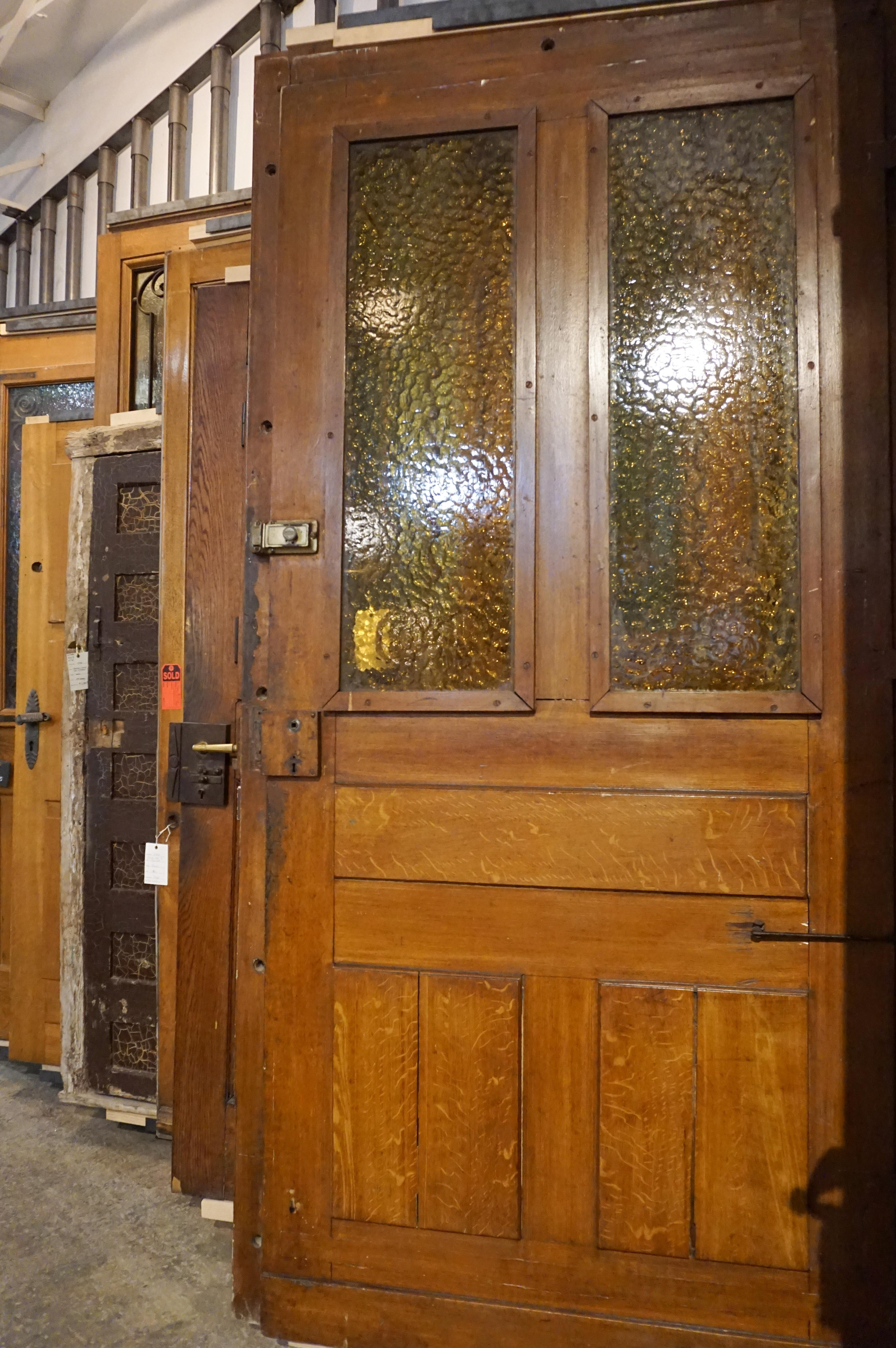 Entry Door with Tinted Textured Glass, circa 1850 In Good Condition In Dallas, TX