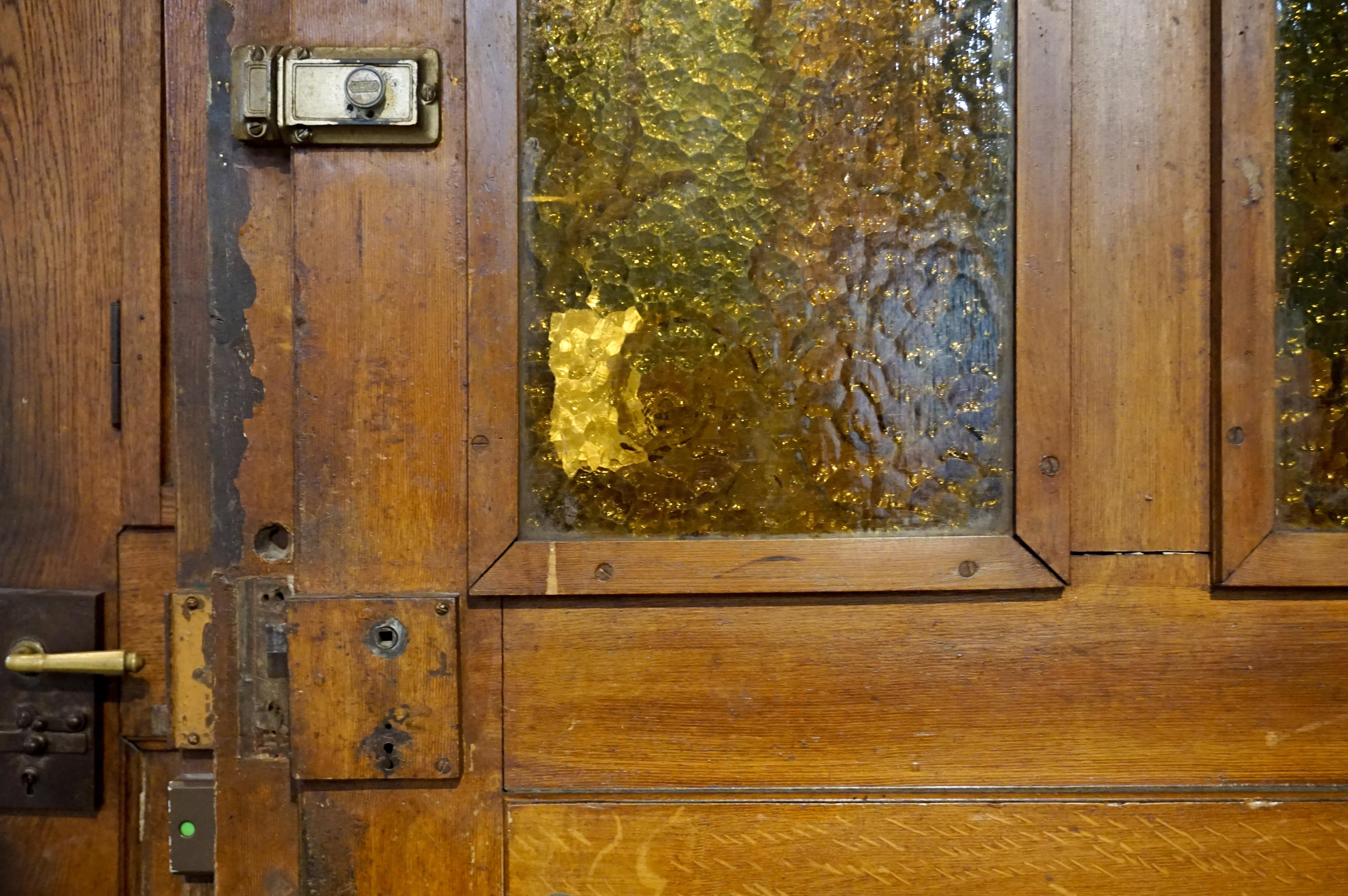 19th Century Entry Door with Tinted Textured Glass, circa 1850