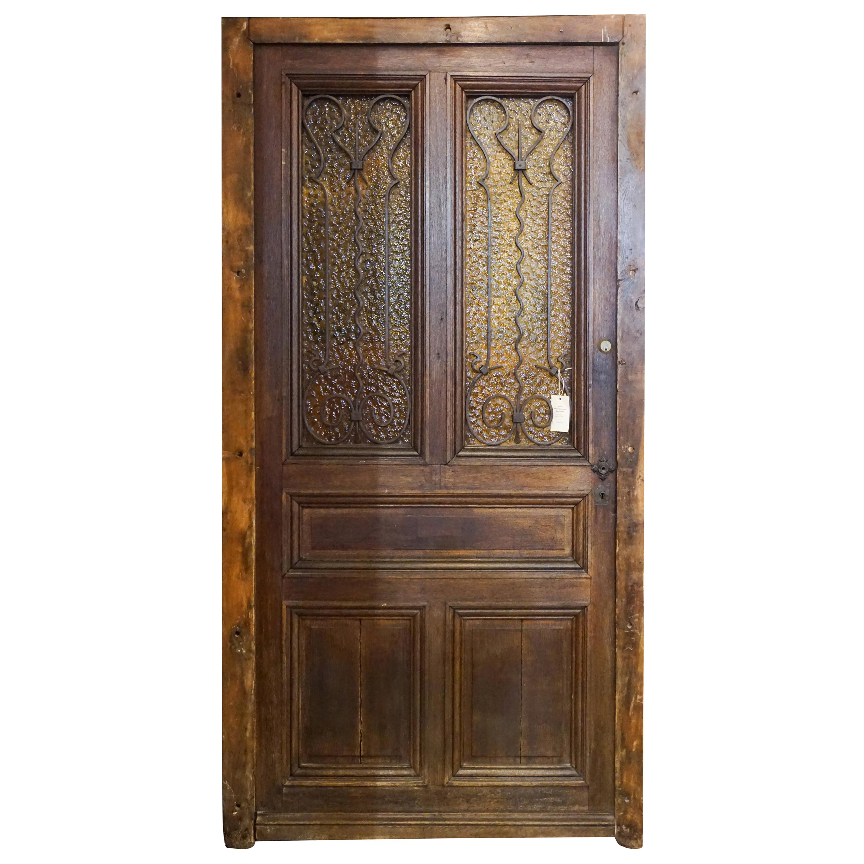 Entry Door with Tinted Textured Glass, circa 1850