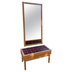 Entry Hall Piece with Small Dresser and Mirror in Oak