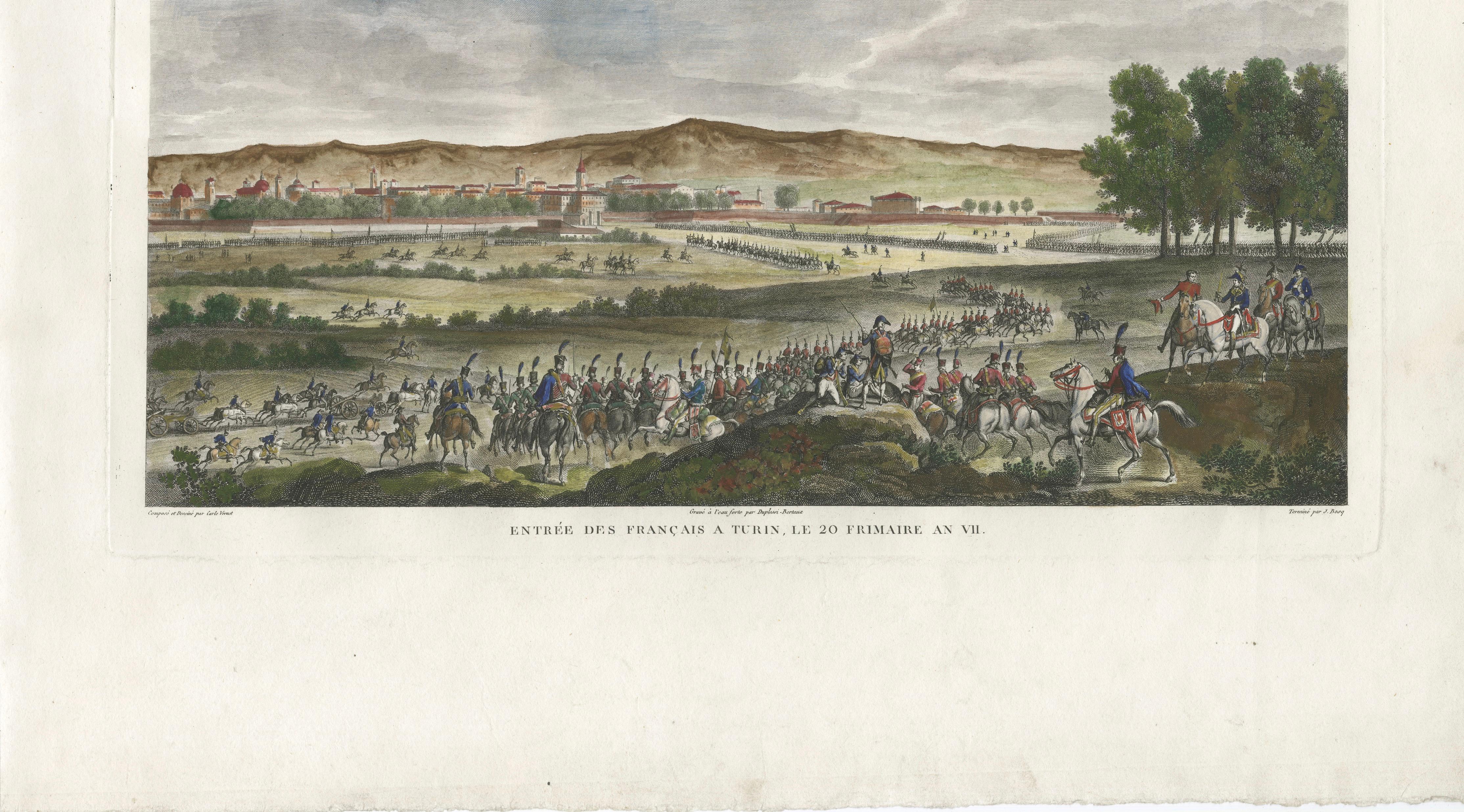 Entry of French Troops into Turin 1798 – Napoleonic Era Engraving, 1808