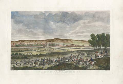 Entry of French Troops into Turin 1798 – Napoleonic Era Engraving, 1808