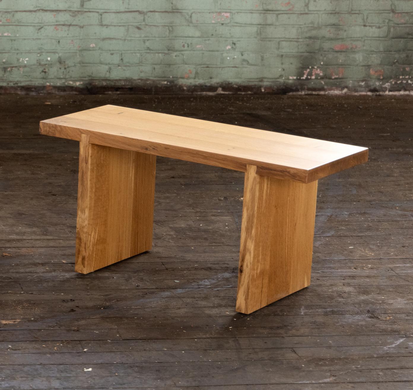 Anglo-Japanese Entryway Bench in White Oak, Asian Style Wood Bench, Warm Golden