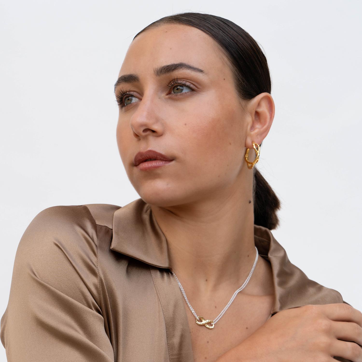 Women's Entwined Chunky Infinity Twist Hoops In Gold Vermeil For Sale