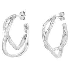 Entwined Chunky Infinity Twist Hoops In Sterling Silver