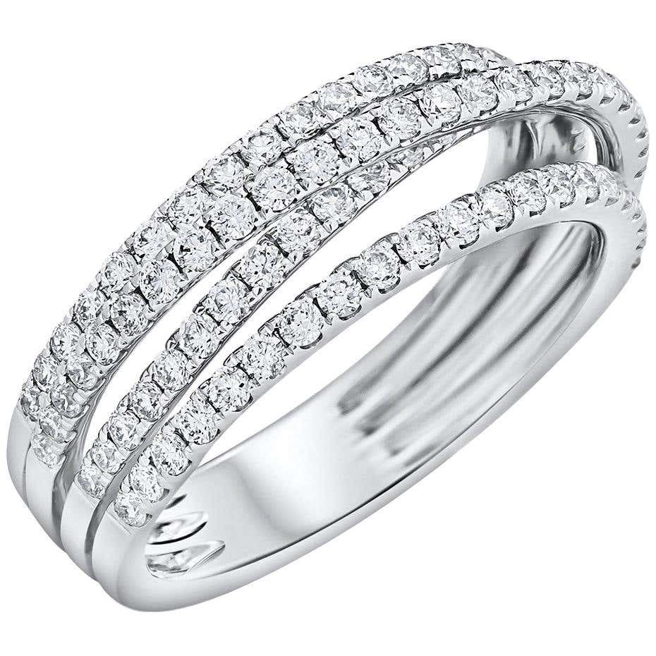 Entwined Four-Row Diamond Ring at 1stDibs | entwined diamond ring ...