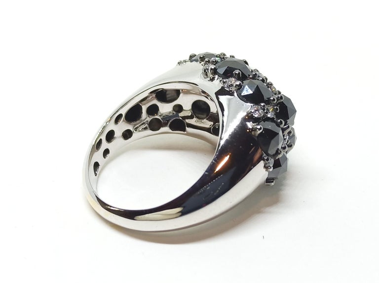 Contemporary Envious Eyes will Roll with One of a Kind Black & White Diamond White Gold Ring For Sale