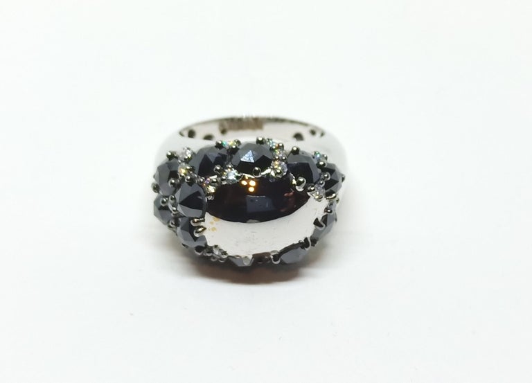 Envious Eyes will Roll with One of a Kind Black & White Diamond White Gold Ring For Sale 1