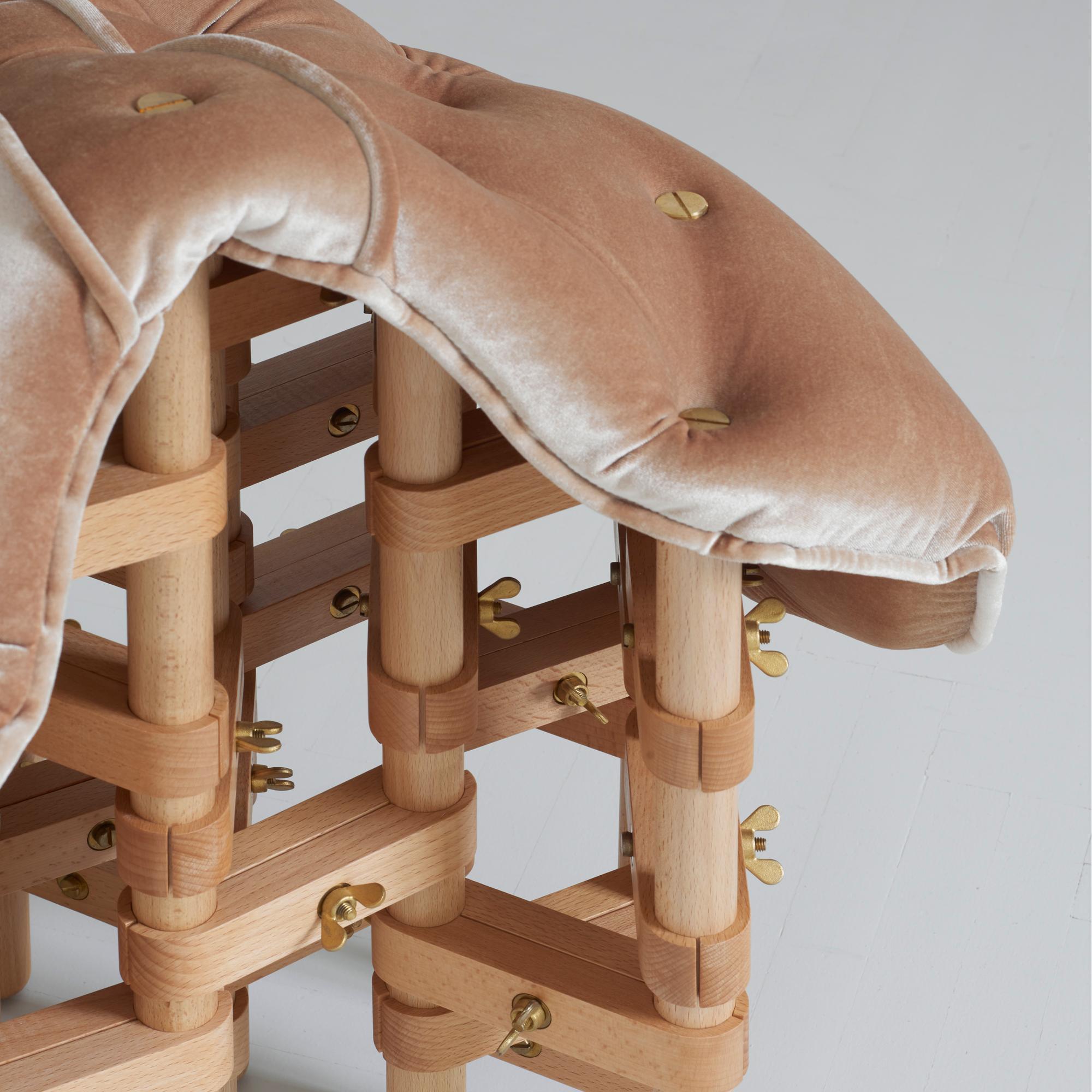 Envisioned Comfort series saddle chair is Presented by Galerija VARTAI

Envisioned Comfort series saddle chair by Marija Puipaite and Vytautas Gecas is made of beechwood, brass, PU foam and velvet.

Different variations are possible on