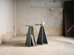 Envo Side Table, Brushed Green Diabase Volcanic Stone, Studio Mohs