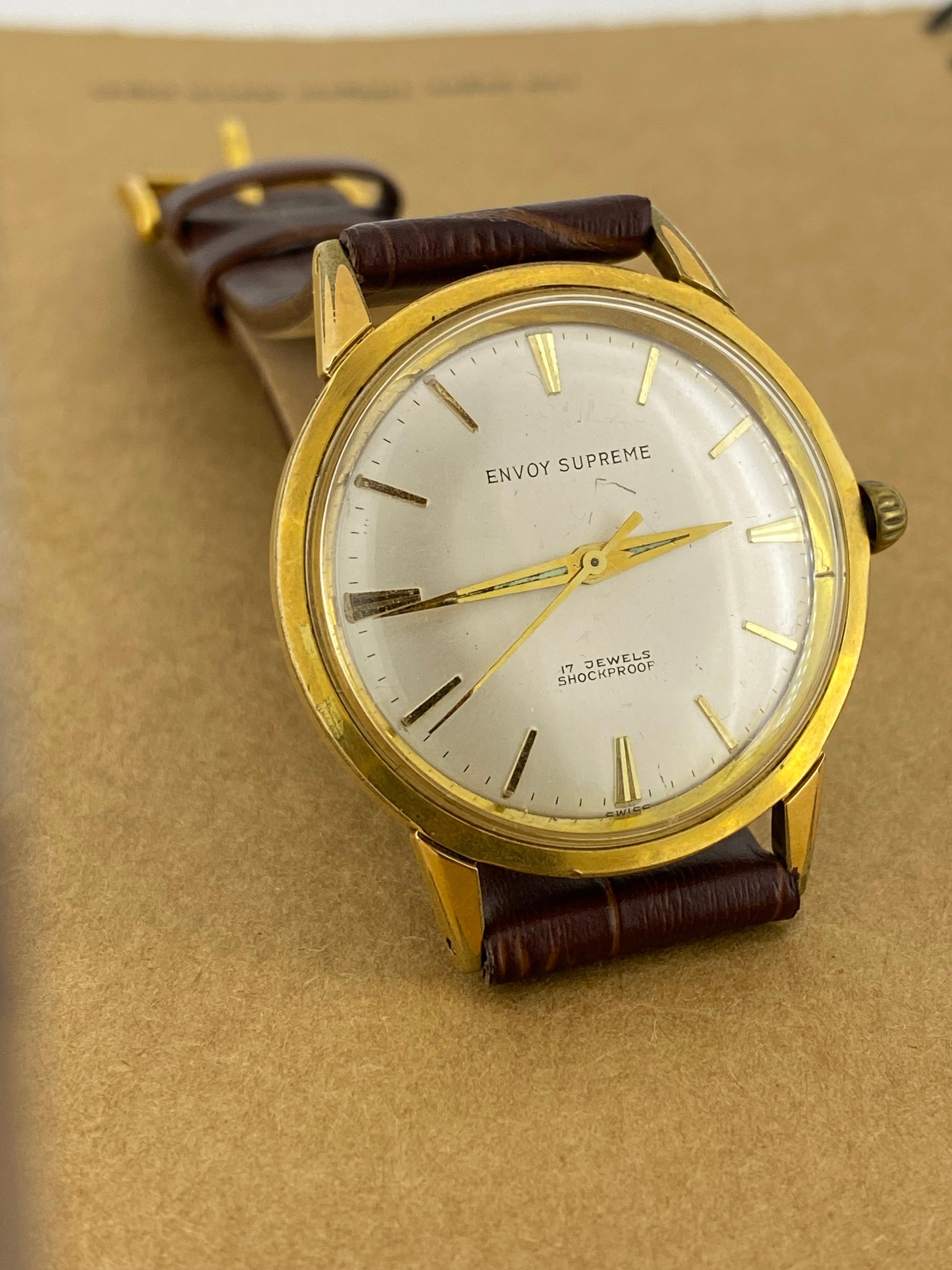 Envoy Supreme 17 Jewels Stoßsicherer Incabloc c1960's Vergoldete Herrenuhr im Zustand „Hervorragend“ in MELBOURNE, AU