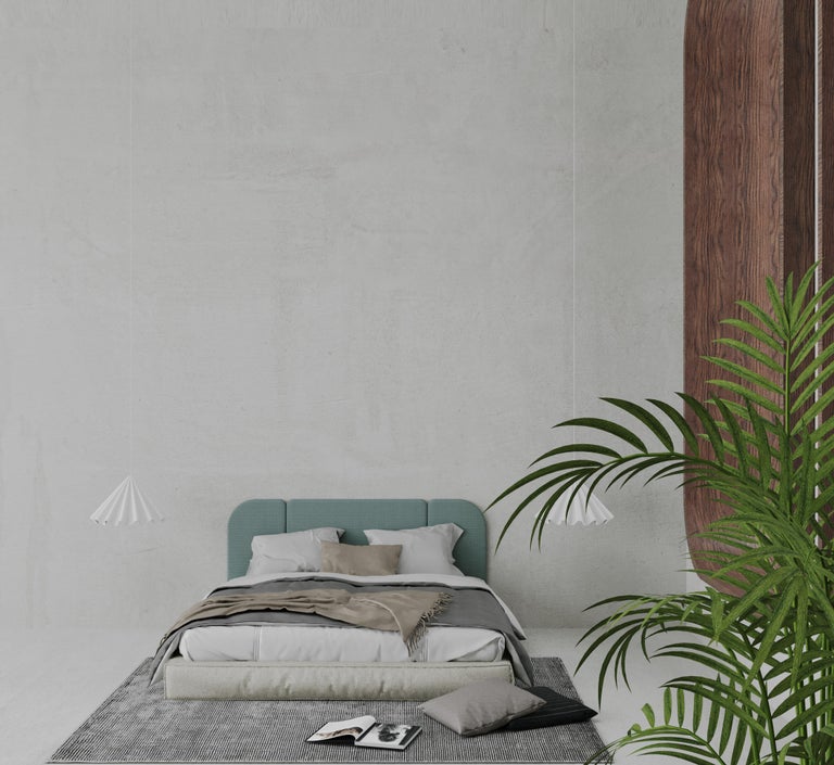 Enyo Headboard in Light Blue Velvet, 3 Modules For Sale at 1stDibs