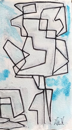 "Campanile e albero" by E. Wenk, 2020-2022 - Acrylic Paint on Paper, Landscape