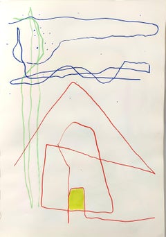 „Casa“ von Enzio Wenk, 2020-2021 – Marker auf Papier, Landschaft, Neoexpressionismus
