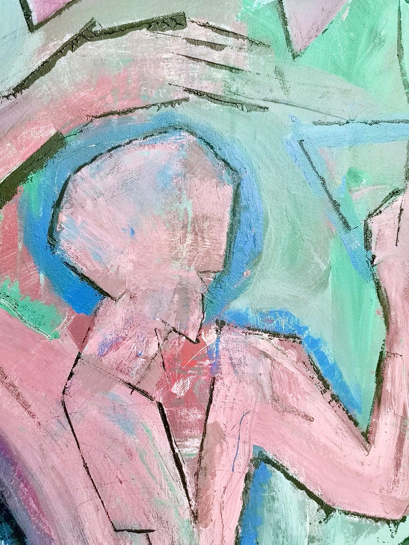 Cavaliere rosa von Enzio Wenk, 2019 inkfarbene Figur, Acryl, Neoexpressionismus im Angebot 4