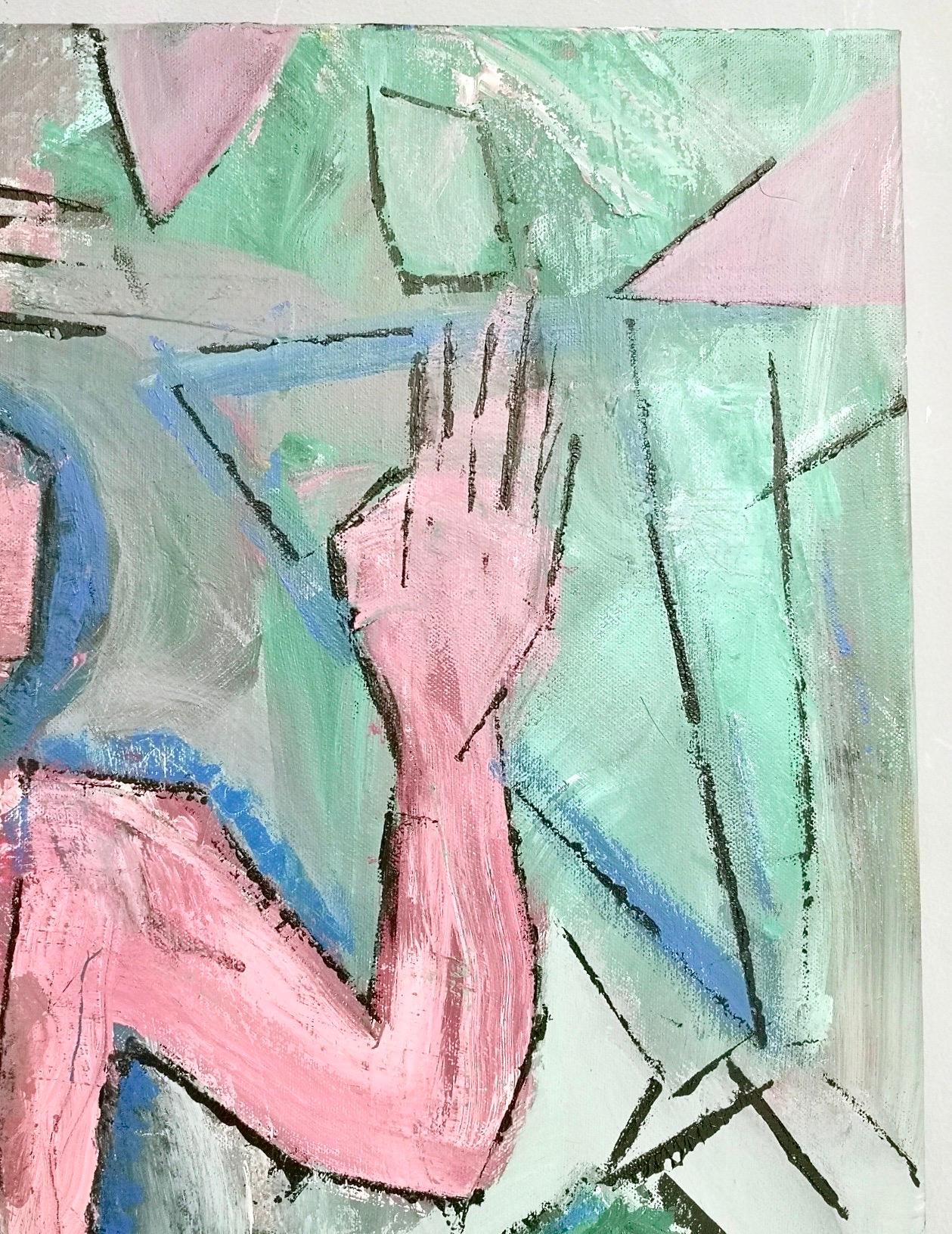 Cavaliere rosa von Enzio Wenk, 2019 inkfarbene Figur, Acryl, Neoexpressionismus im Angebot 7