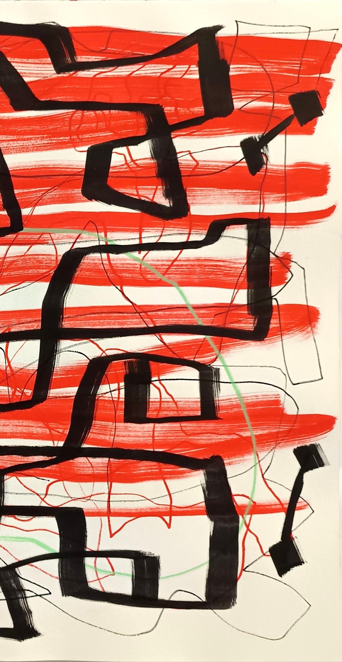 „Composizione“ von E. Wenk, 2020-21-Schwarze und rote Acrylfarbe, Neoexpressionismus (Neue Wilde), Painting, von Enzio Wenk