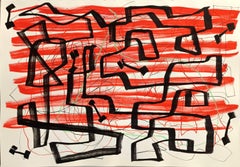 « Composizione » d'E. Wenk, 2020-21- Peinture acrylique noire et rouge, néoexpressionnisme