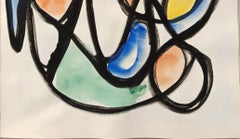 « Composizione » d'E. Wenk, 2020-21, aquarelle et peinture acrylique abstraite