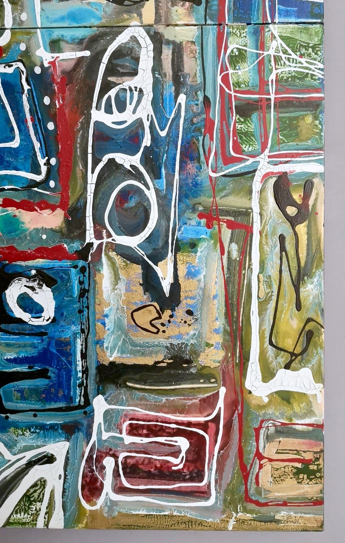 „Composizione“ von Enzio Wenk, 2017 – Lack und Öl auf Leinwand, Neoexpressionismus im Angebot 9