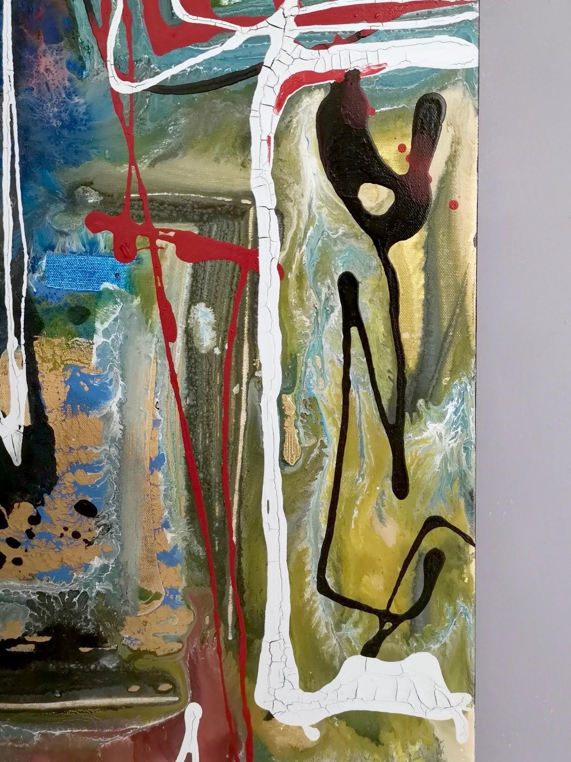 „Composizione“ von Enzio Wenk, 2017 – Lack und Öl auf Leinwand, Neoexpressionismus im Angebot 10