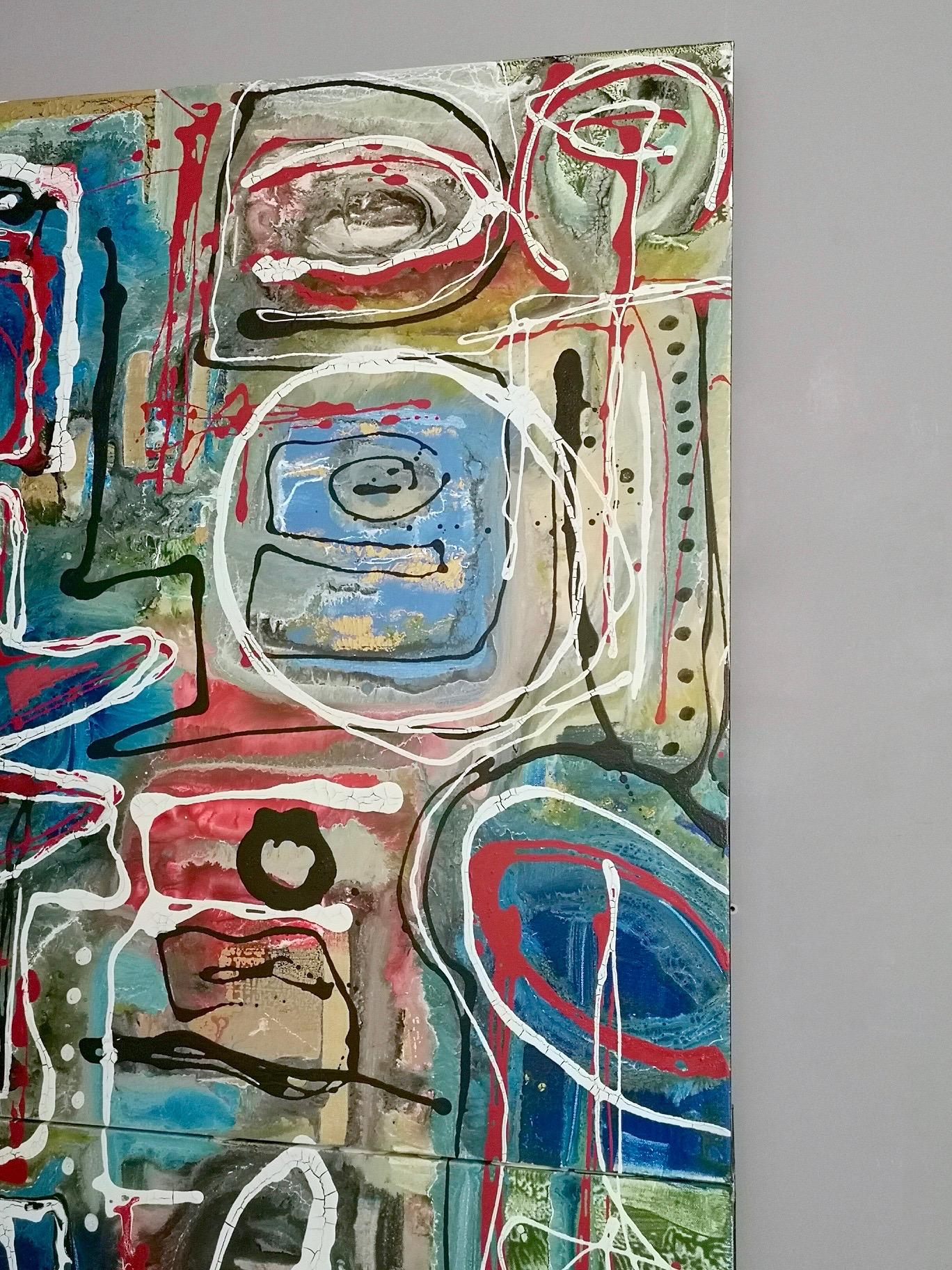 „Composizione“ von Enzio Wenk, 2017 – Lack und Öl auf Leinwand, Neoexpressionismus im Angebot 11