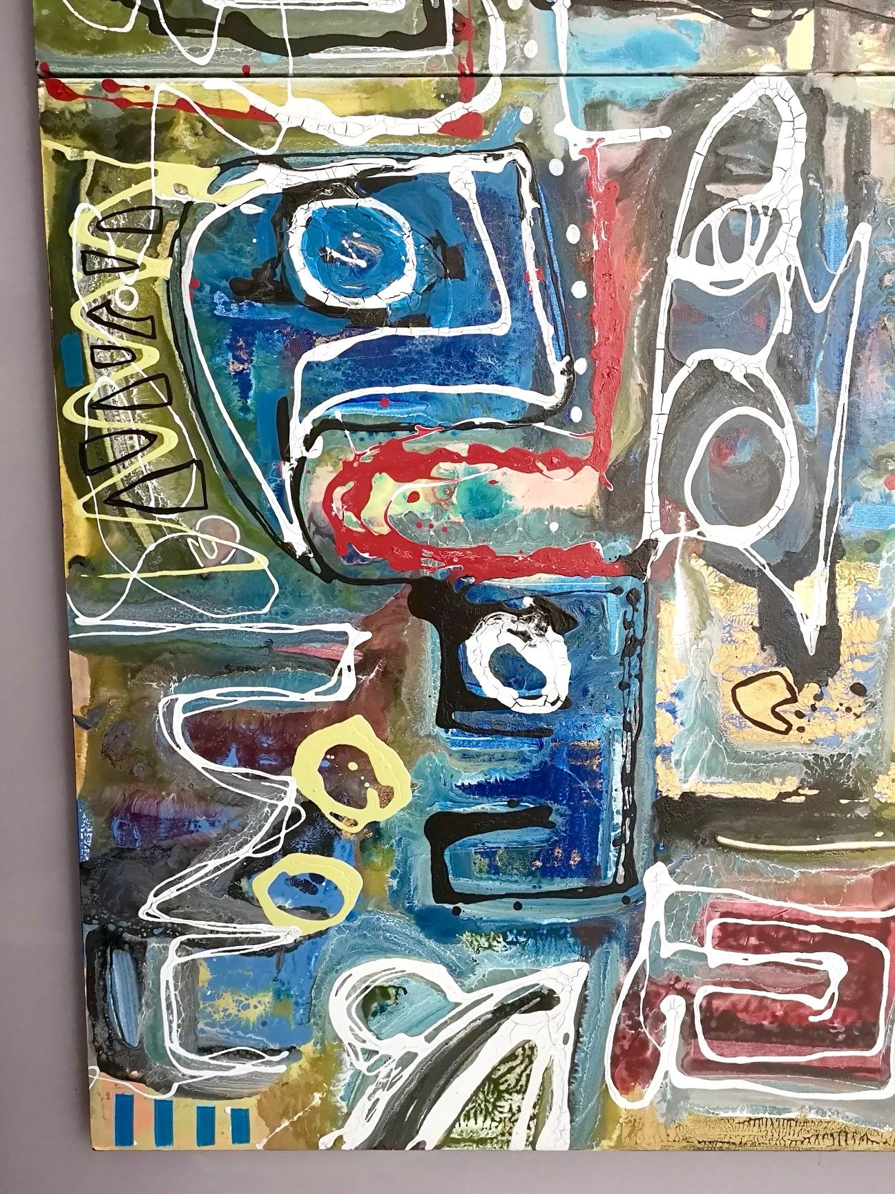 „Composizione“ von Enzio Wenk, 2017 – Lack und Öl auf Leinwand, Neoexpressionismus im Angebot 12
