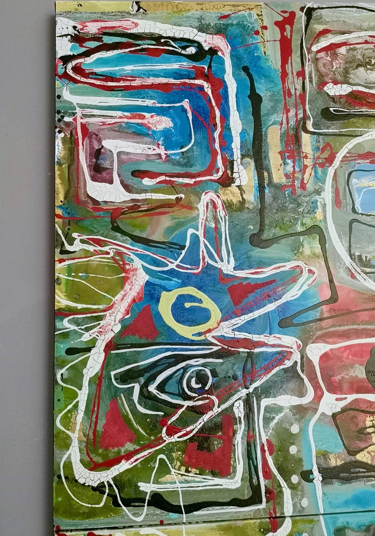 „Composizione“ von Enzio Wenk, 2017 – Lack und Öl auf Leinwand, Neoexpressionismus im Angebot 13