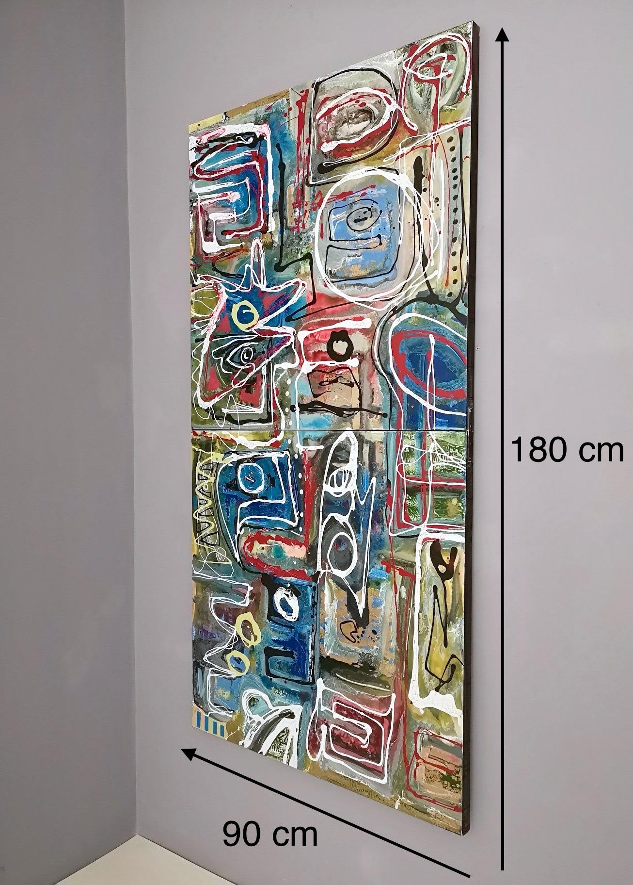„Composizione“ von Enzio Wenk, 2017 – Lack und Öl auf Leinwand, Neoexpressionismus im Angebot 15