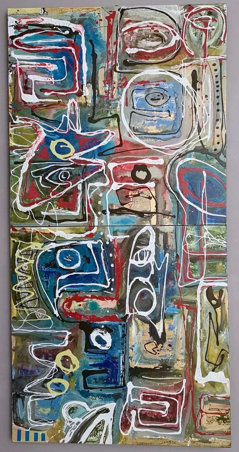 "Composizione" by Enzio Wenk, 2017 - Lacquer and Oil on Canvas, NeoExpressionism