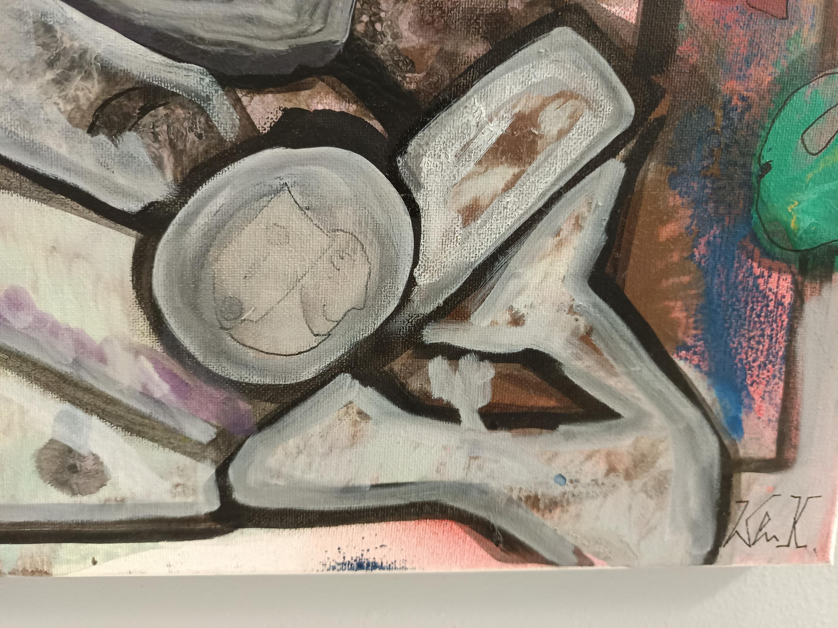 „Composizione“ von Enzio Wenk, 2021-Acryl auf Leinwand, Abstrakt, Neoexpressionismus im Angebot 9