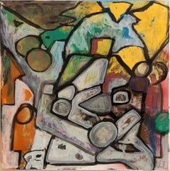 „Composizione“ von Enzio Wenk, 2021-Acryl auf Leinwand, Abstrakt, Neoexpressionismus
