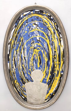 "Davanti all'immenso" by Enzio Wenk, 2010 - Acrylic on a Vintage Mirror