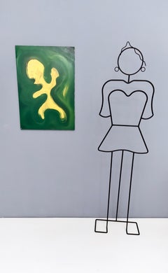 "Embrione" by Enzio Wenk, 2020 - Green and Yellow Acrylic, Neo-Expressionism